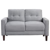 Bow 54 Inch Loveseat Grid Tufted Back Track Arms Self Welt Trim Gray By Casagear Home BM309143