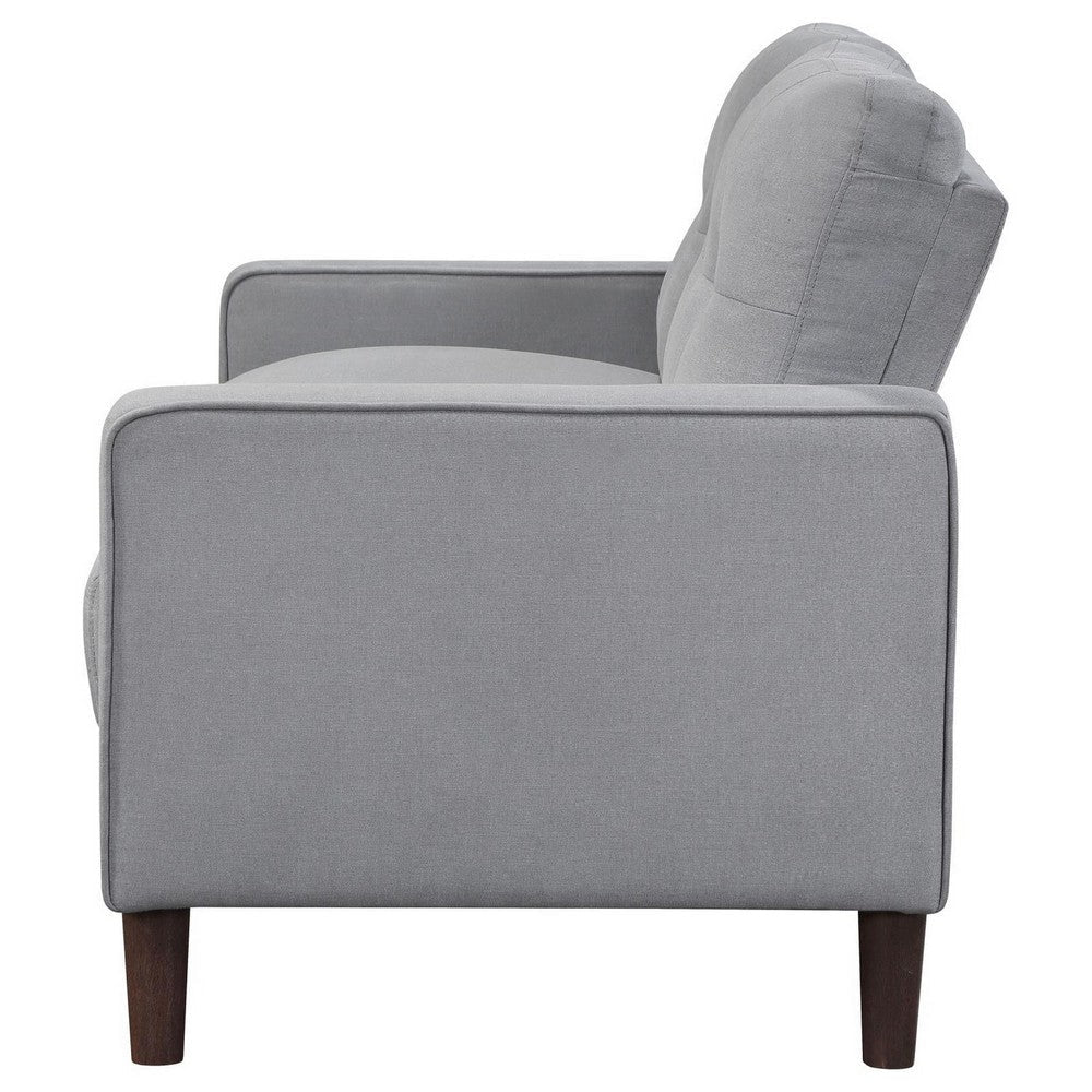 Bow 54 Inch Loveseat Grid Tufted Back Track Arms Self Welt Trim Gray By Casagear Home BM309143