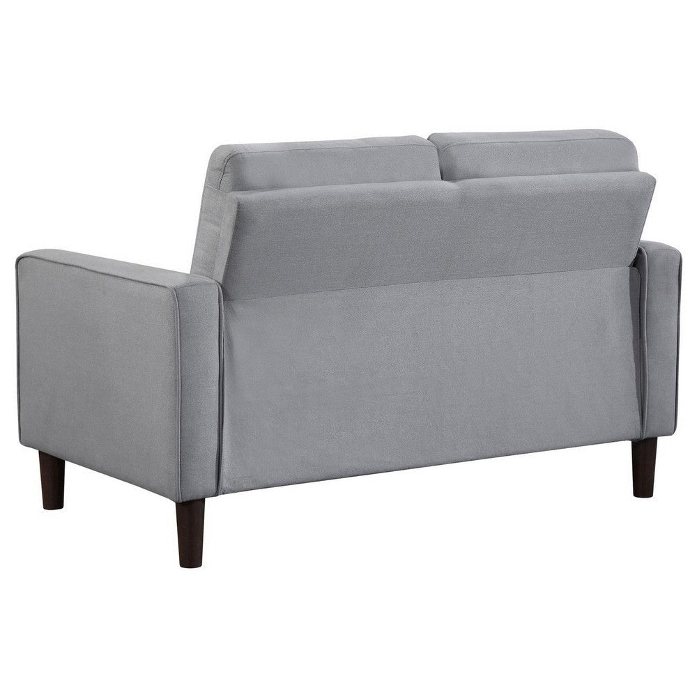 Bow 54 Inch Loveseat Grid Tufted Back Track Arms Self Welt Trim Gray By Casagear Home BM309143