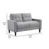 Bow 54 Inch Loveseat Grid Tufted Back Track Arms Self Welt Trim Gray By Casagear Home BM309143