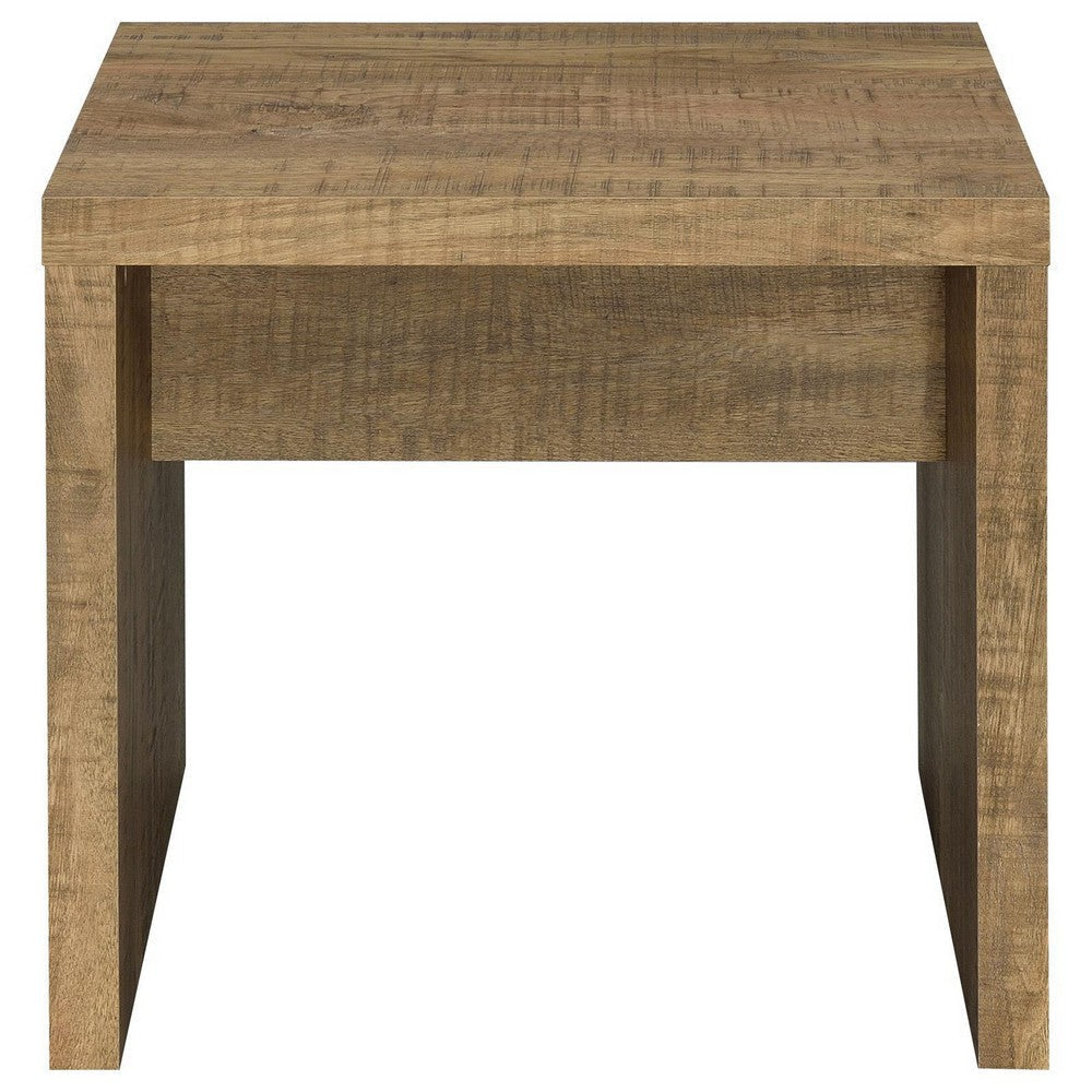 Nette 24 Inch End Table with Rough Hewn Saw Marks Wood Natural Brown By Casagear Home BM309145