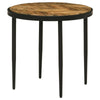 21 Inch Side End Table Round Top Black Tapered Legs Mango Wood Brown By Casagear Home BM309147