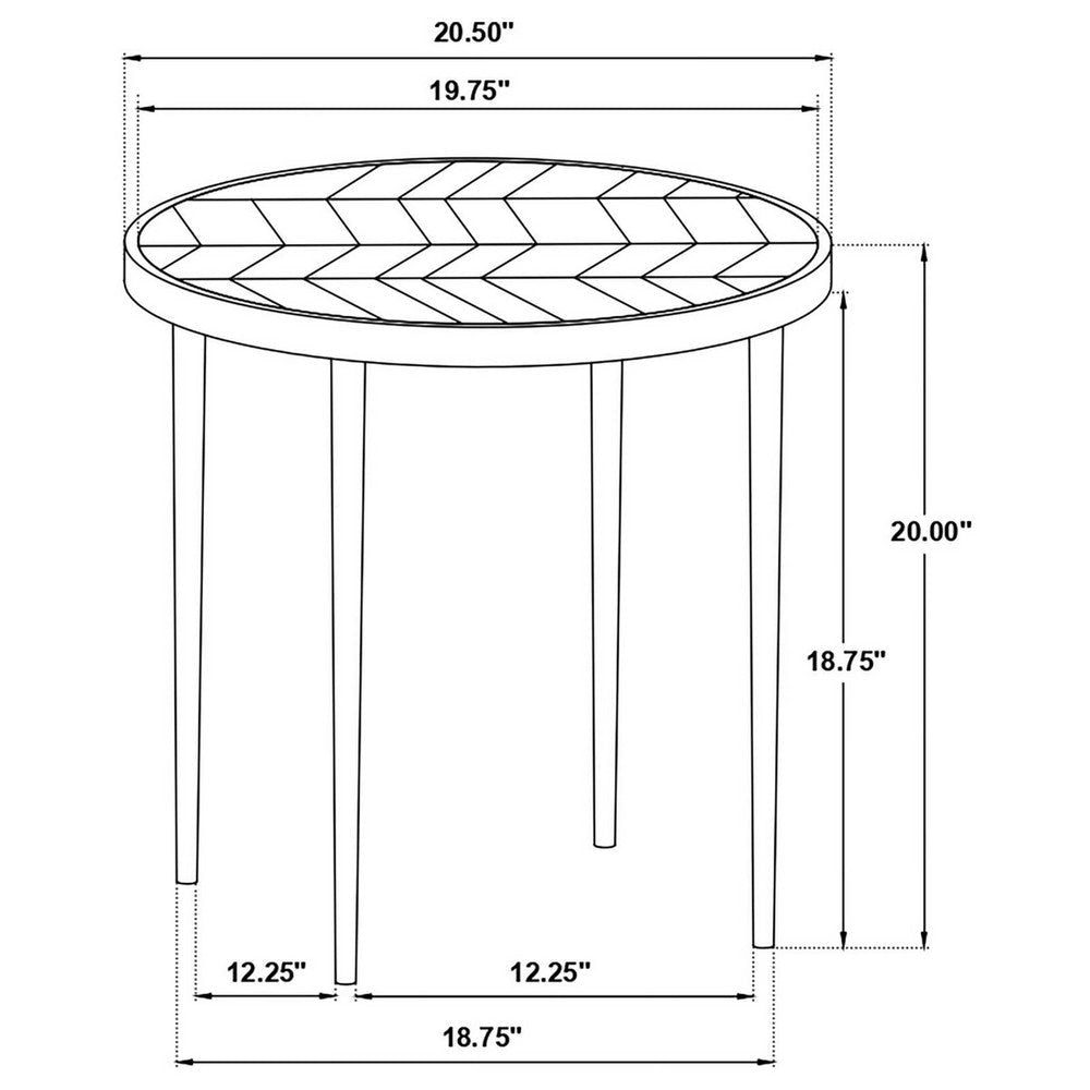 21 Inch Side End Table Round Top Black Tapered Legs Mango Wood Brown By Casagear Home BM309147