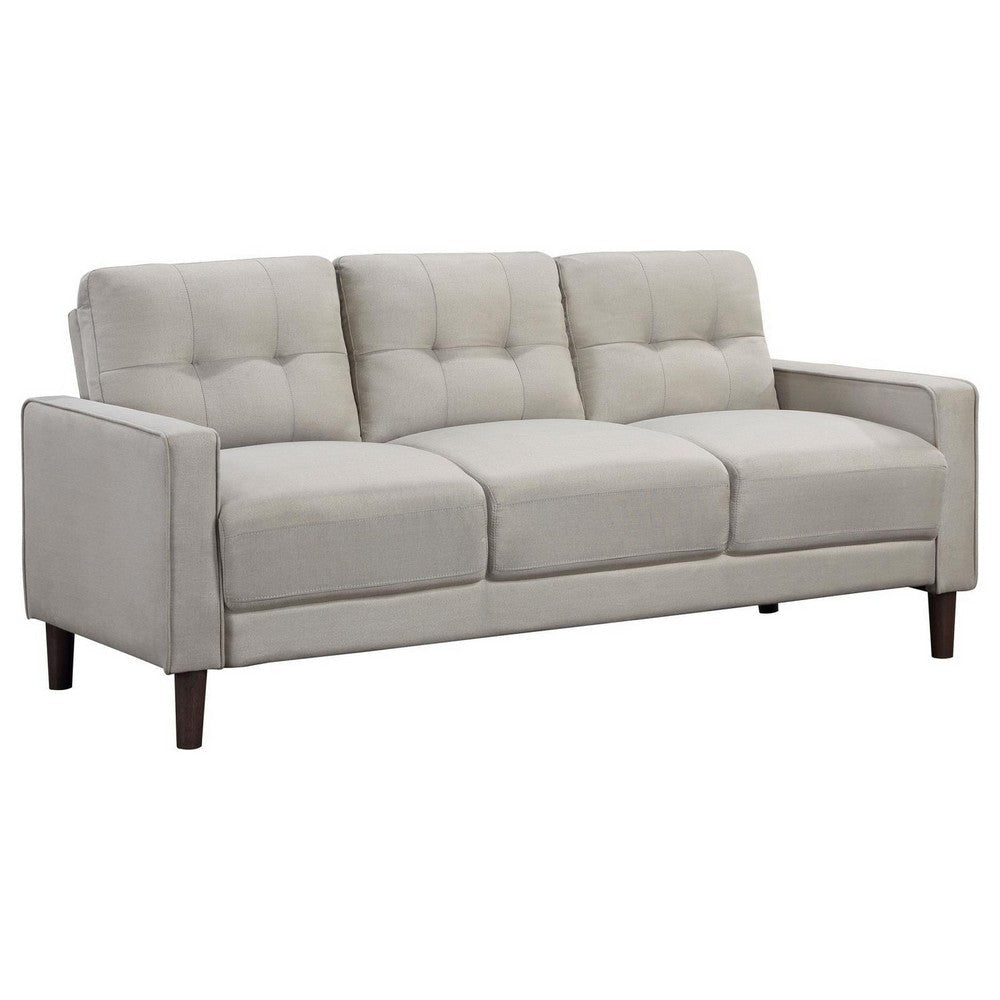 Bow 77 Inch Sofa, Grid Tufted Back, Track Arms, Self Welt Trim, Beige By Casagear Home