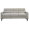 Bow 77 Inch Sofa Grid Tufted Back Track Arms Self Welt Trim Beige By Casagear Home BM309148