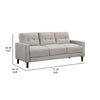 Bow 77 Inch Sofa Grid Tufted Back Track Arms Self Welt Trim Beige By Casagear Home BM309148