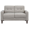 Bow 54 Inch Loveseat Grid Tufted Back Track Arms Self Welt Trim Beige By Casagear Home BM309149