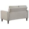 Bow 54 Inch Loveseat Grid Tufted Back Track Arms Self Welt Trim Beige By Casagear Home BM309149