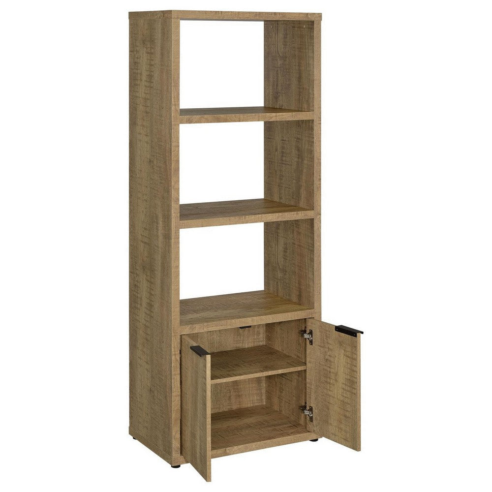 Tag 71 Inch Media Tower with 3 Shelves 2 Doors MDF Wood Mango Brown By Casagear Home BM309153