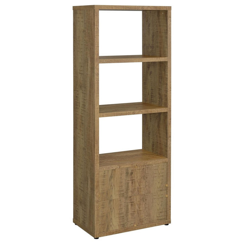 Tag 71 Inch Media Tower with 3 Shelves 2 Doors MDF Wood Mango Brown By Casagear Home BM309153