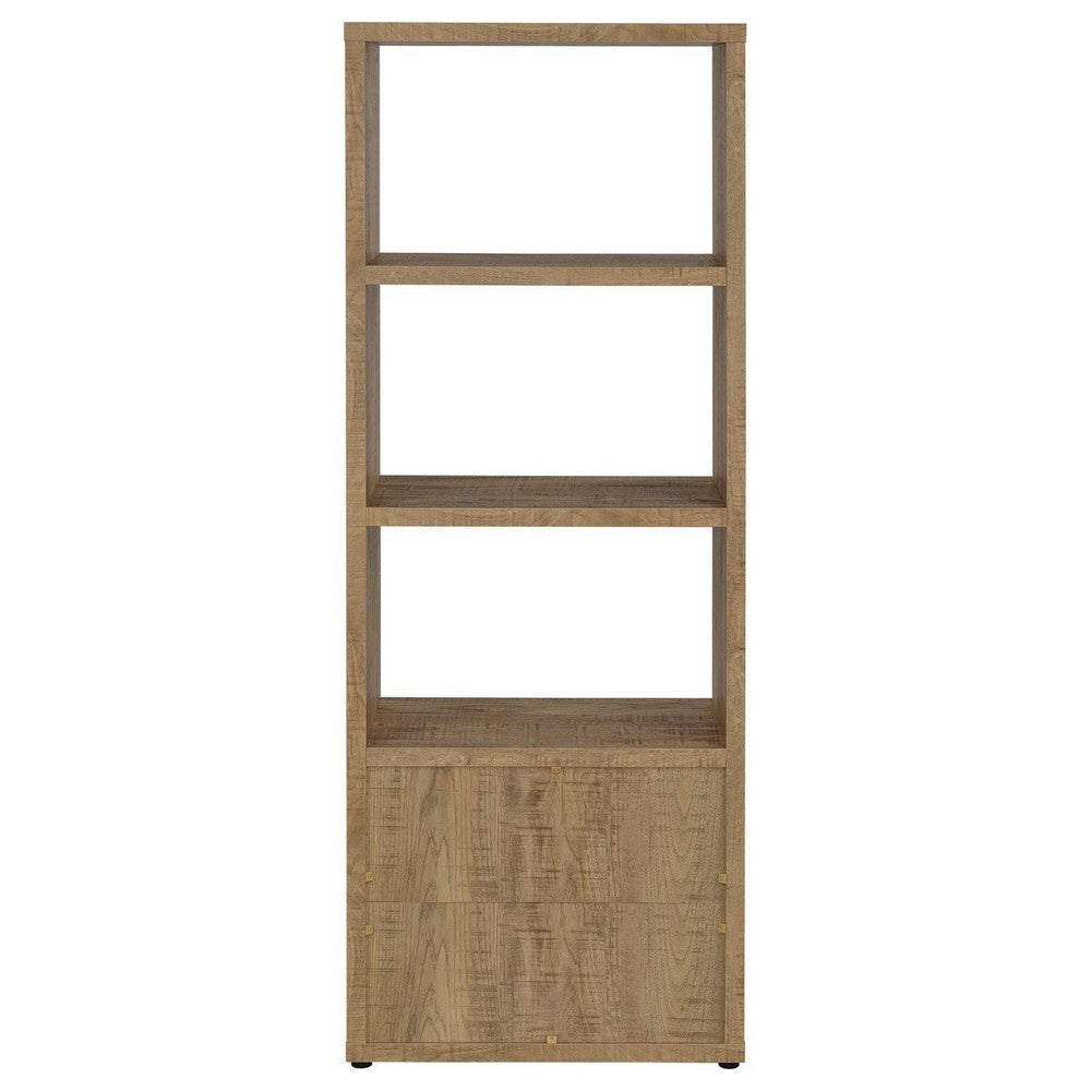 Tag 71 Inch Media Tower with 3 Shelves 2 Doors MDF Wood Mango Brown By Casagear Home BM309153