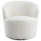 30 Inch Swivel Accent Chair Barrel Inspired Design Faux Sheepskin White By Casagear Home BM309165