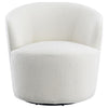 30 Inch Swivel Accent Chair Barrel Inspired Design Faux Sheepskin White By Casagear Home BM309165