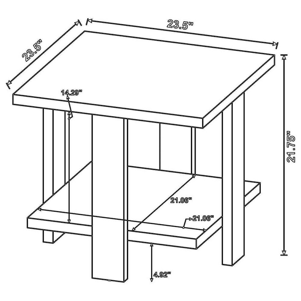 Dew 24 Inch Side End Table with Lower Shelf Engineered Wood Mango Brown By Casagear Home BM309179