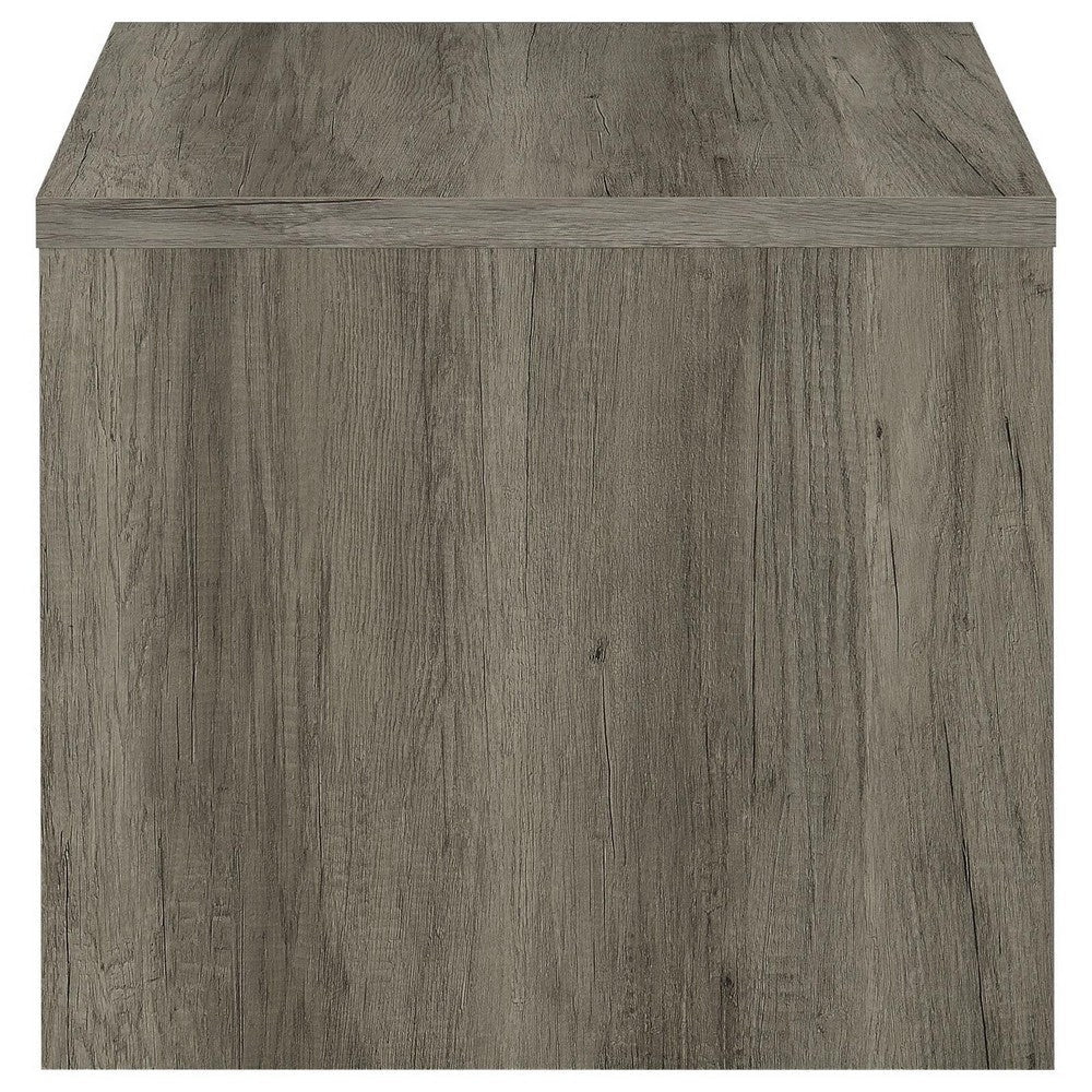 Lix 24 Inch Square End Table with 1 Drawer Rustic Weathered Gray Finish By Casagear Home BM309181