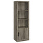 Sac 71 Inch Media Pier Tower with 3 Shelves and Single Cabinet, Gray Wood By Casagear Home