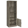 Sac 71 Inch Media Pier Tower with 3 Shelves and Single Cabinet Gray Wood By Casagear Home BM309186