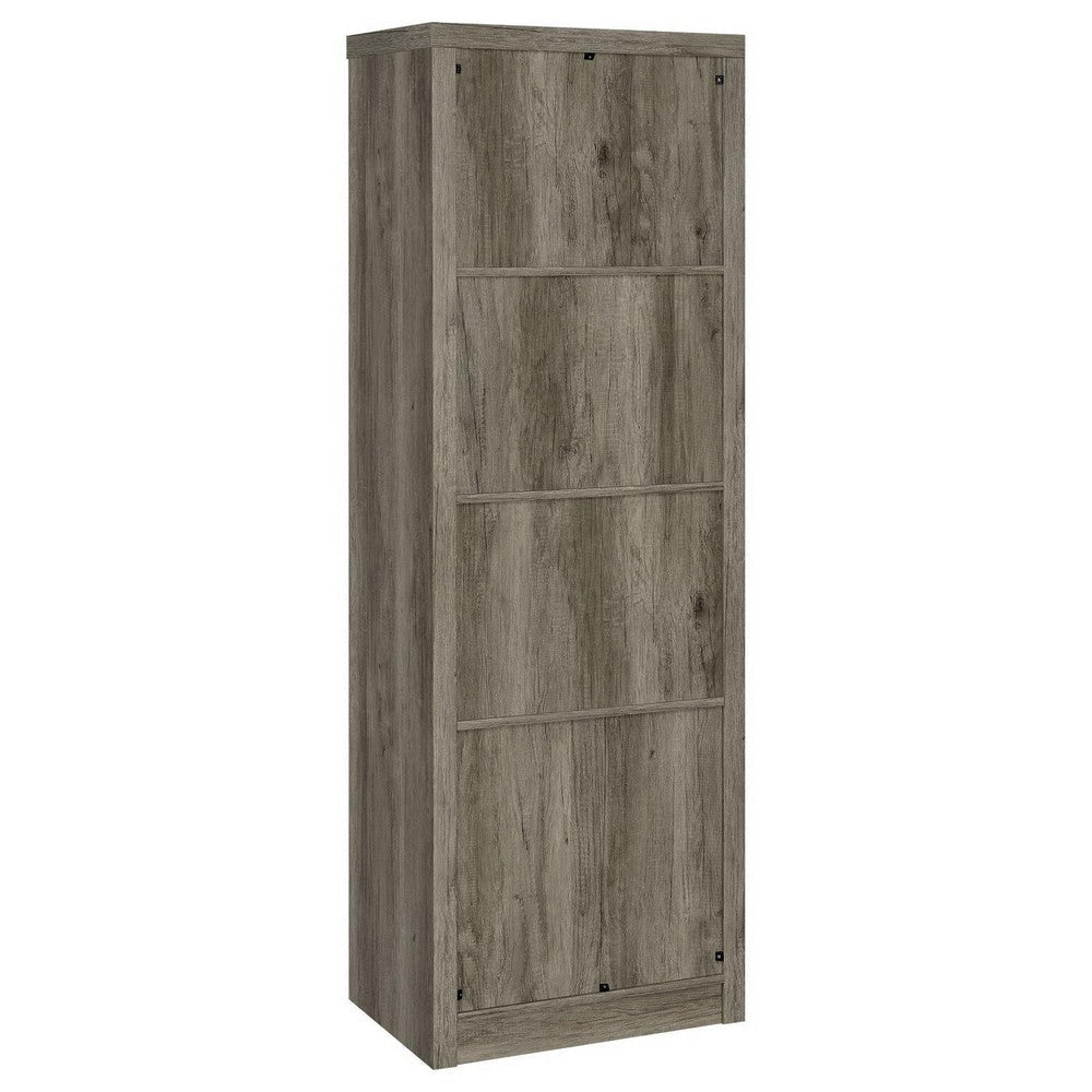 Sac 71 Inch Media Pier Tower with 3 Shelves and Single Cabinet Gray Wood By Casagear Home BM309186