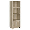 Sac 71 Inch Media Pier Tower with 3 Shelves and Cabinet, Antique Pine Wood By Casagear Home