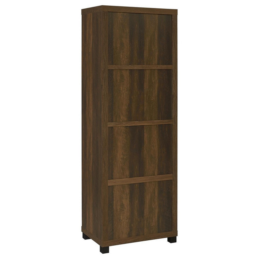 Sac 71 Inch Media Pier Tower with 3 Shelves and Cabinet Dark Pine Wood By Casagear Home BM309188