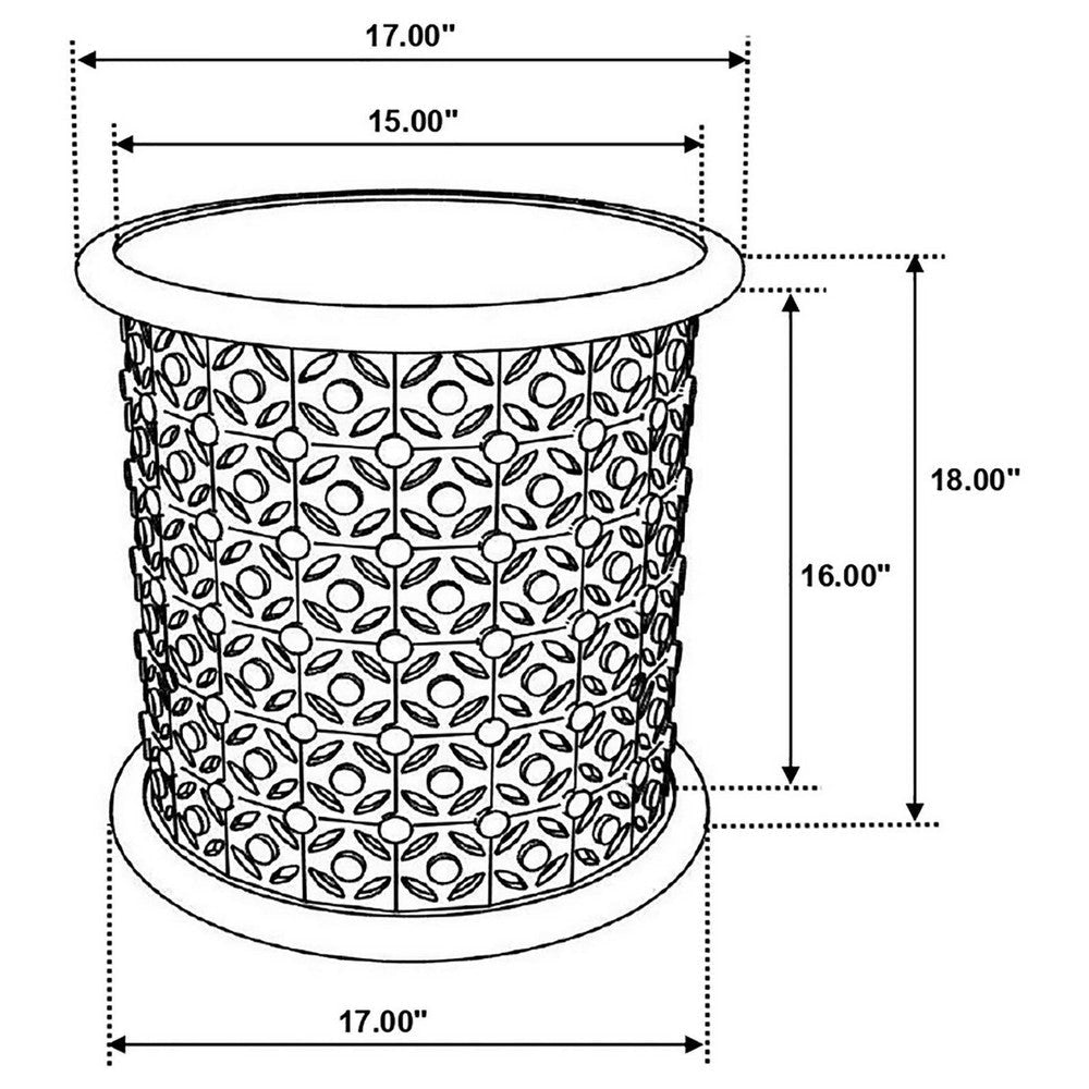 Kyra 18 Inch Round Side Table Ornate Lattice Carving Mango Wood Brown By Casagear Home BM309201