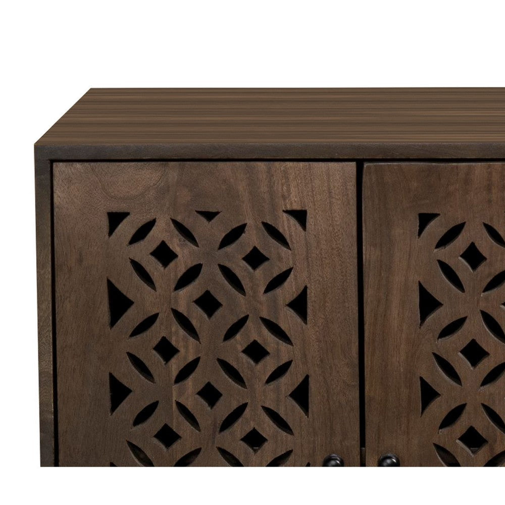 28 Inch Accent Cabinet Console with 2 Doors Mango and MDF Wood Brown By Casagear Home BM309204