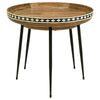 2 Piece Nesting Tables with Inlaid Bone Detail Design Mango Wood Brown By Casagear Home BM309209