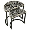 2 Piece Nesting End Tables with Half Moon Tabletops Bone Inlay Black By Casagear Home BM309210