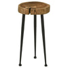 22 Inch Side Table Iron Tapered Legs Live Edge Acacia Wood Natural Brown By Casagear Home BM309211