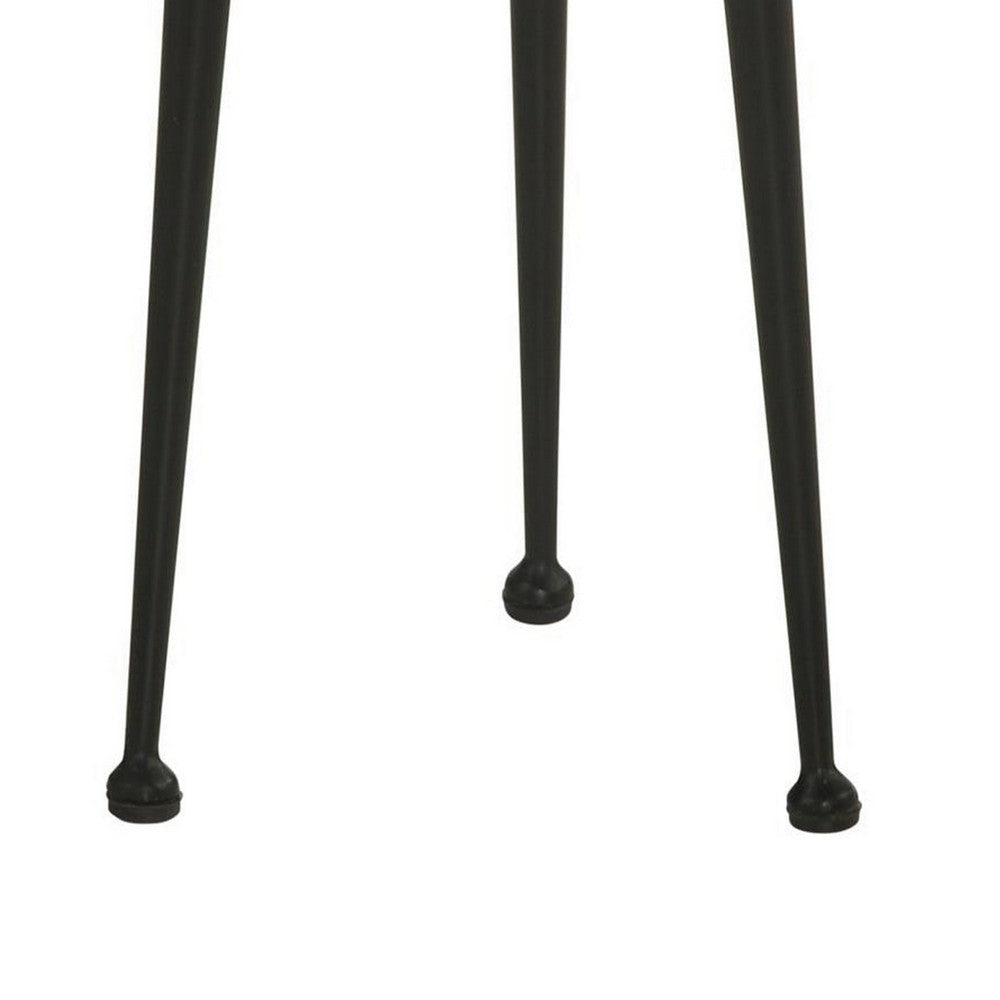 22 Inch Side Table Iron Tapered Legs Live Edge Acacia Wood Natural Brown By Casagear Home BM309211