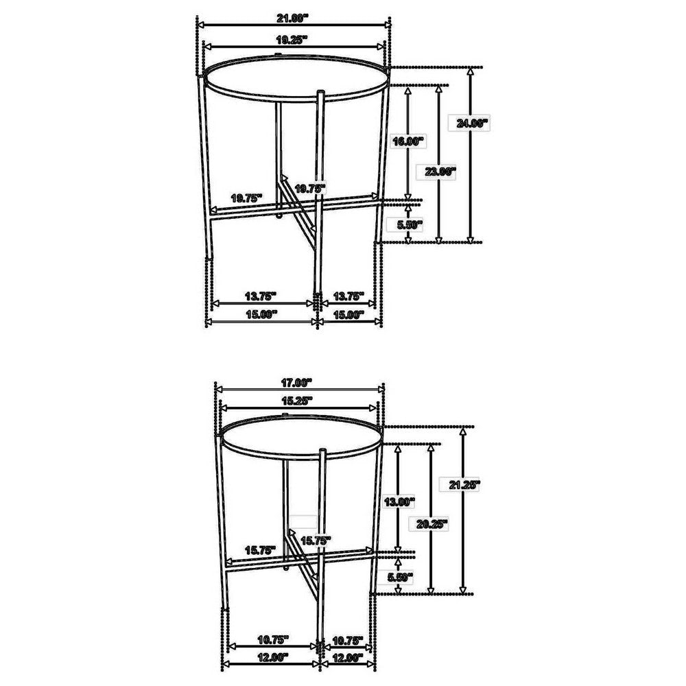 2 Piece Round Nesting Tables Gold Iron Modern Mango Wood Warm Brown By Casagear Home BM309212