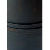 22 Inch Side Table with Round Iron Top Distressed Black Cylinder Drum By Casagear Home BM309213