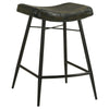 Vini 25 Inch Counter Stool Set of 2, Curved Leather Seat, Tufted Black By Casagear Home