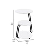 26 Inch Side End Table 3 Tier Design Black Metal Frame White Finish By Casagear Home BM309263