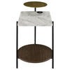 26 Inch Side End Table 3 Tier Design USB Port White Black and Brown By Casagear Home BM309264