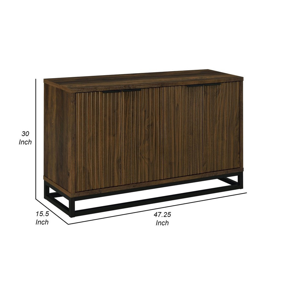 47 Inch Sideboard Cabinet Console 4 Door Carved Panels Black and Brown By Casagear Home BM309265