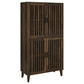 69 Inch Tall Accent Cabinet, Vertical Slatted Design, Brown and Black  By Casagear Home