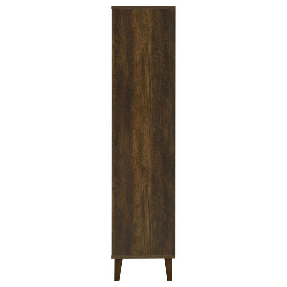 69 Inch Tall Accent Cabinet Vertical Slatted Design Brown and Black By Casagear Home BM309267