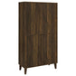 69 Inch Tall Accent Cabinet Vertical Slatted Design Brown and Black By Casagear Home BM309267