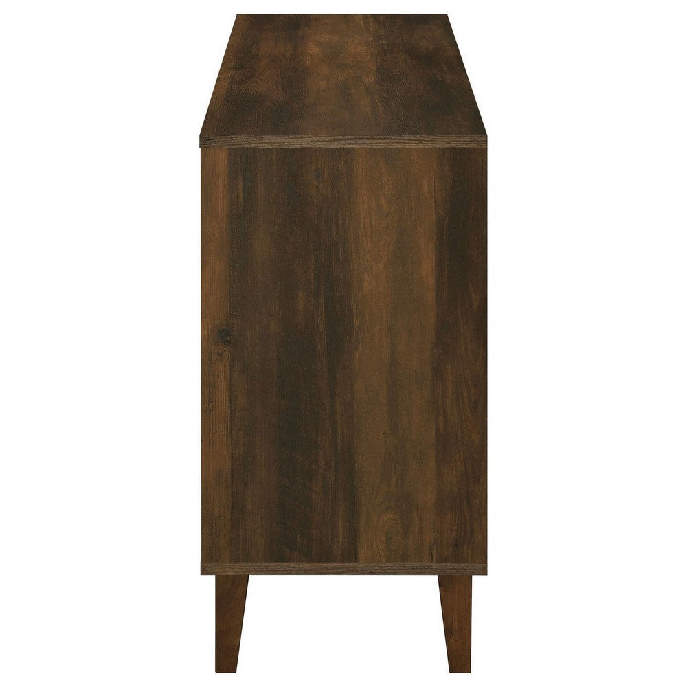 47 Inch Accent Cabinet Slatted Design 2 Shelves Brown and Black Finish By Casagear Home BM309268