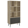 70 Inch Bookcase, 3 Shelves, Vertical Dividers, 2 Drawers, Brown, Gray By Casagear Home