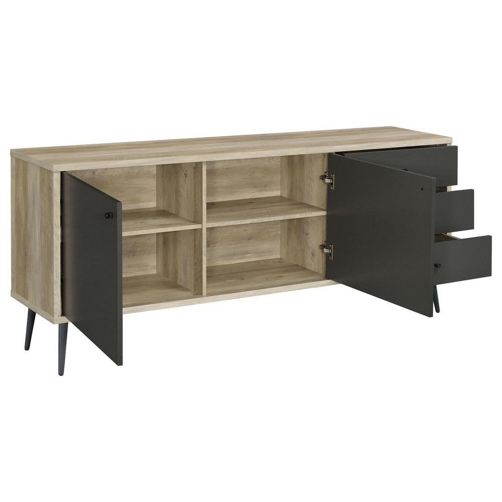 71 Inch Sideboard Console Cabinet 2 Doors 2 Shelves 3 Drawers Gray By Casagear Home BM309270