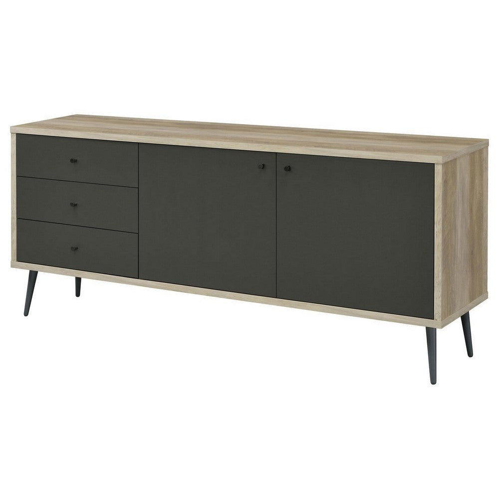 71 Inch Sideboard Console Cabinet 2 Doors 2 Shelves 3 Drawers Gray By Casagear Home BM309270