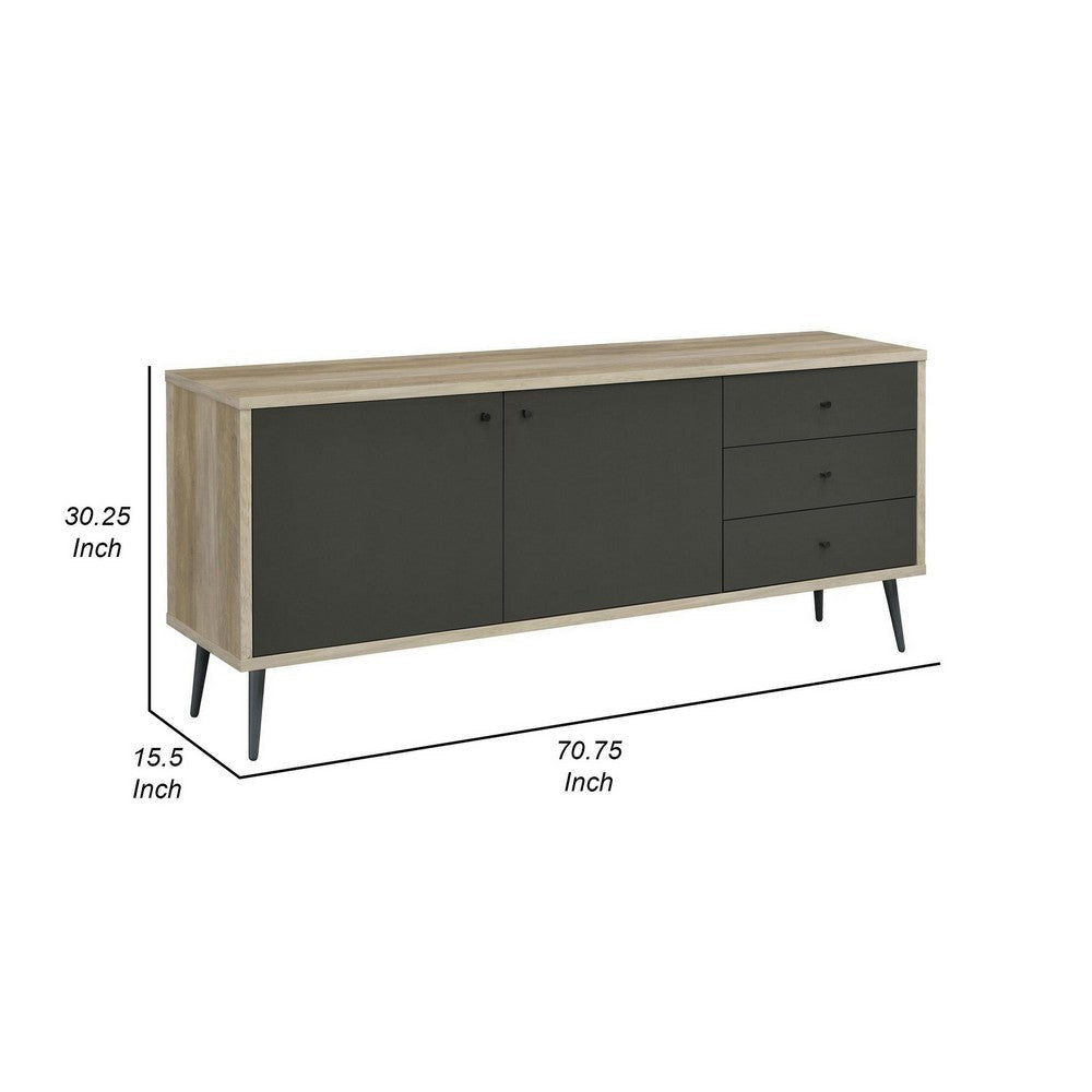 71 Inch Sideboard Console Cabinet 2 Doors 2 Shelves 3 Drawers Gray By Casagear Home BM309270