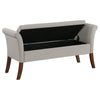 Ako 52 Inch Storage Bench Button Tufting Flared Arms Beige Upholstery By Casagear Home BM309271