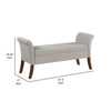 Ako 52 Inch Storage Bench Button Tufting Flared Arms Beige Upholstery By Casagear Home BM309271