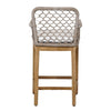 Aok 27 Inch Outdoor Counter Stool Chair Gray Woven Rope Curved Brown Teak By Casagear Home BM309282