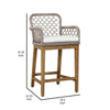 Aok 27 Inch Outdoor Counter Stool Chair Gray Woven Rope Curved Brown Teak By Casagear Home BM309282