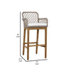 Aok 33 Inch Outdoor Barstool Chair Gray Woven Rope Curved Back Brown Teak By Casagear Home BM309283