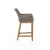 Navi 27 Inch Outdoor Counter Stool Chair Woven Rope Gray Brown Teak By Casagear Home BM309285